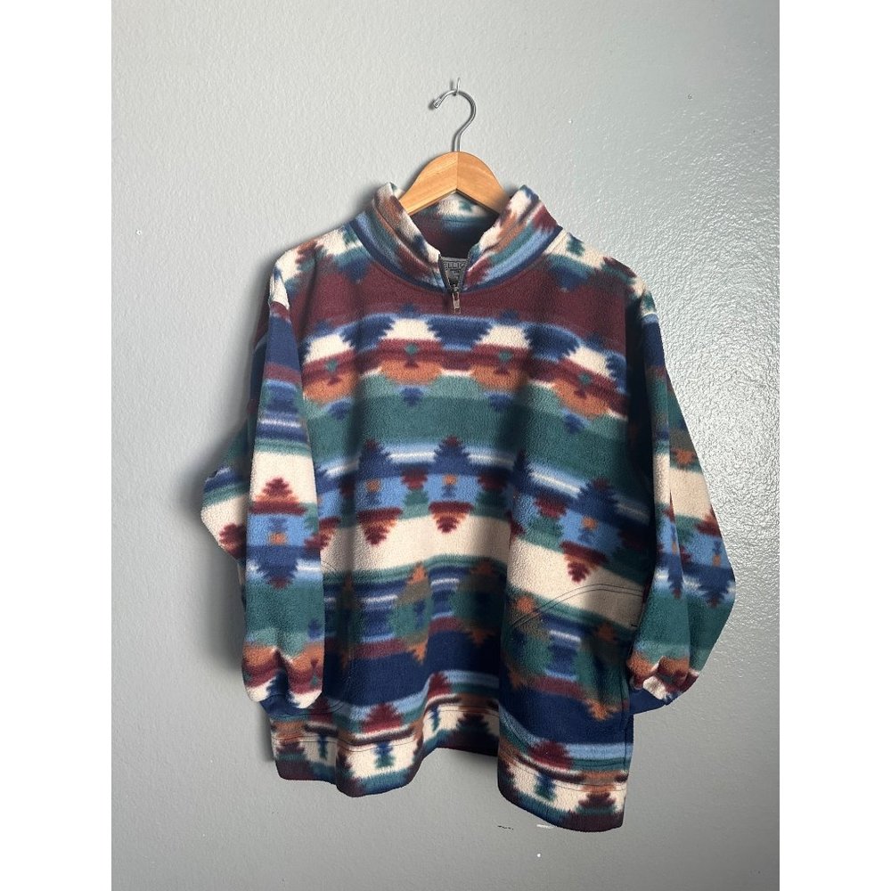 Vintage Pk Elliot petite multicolor Aztec neck zip sweater